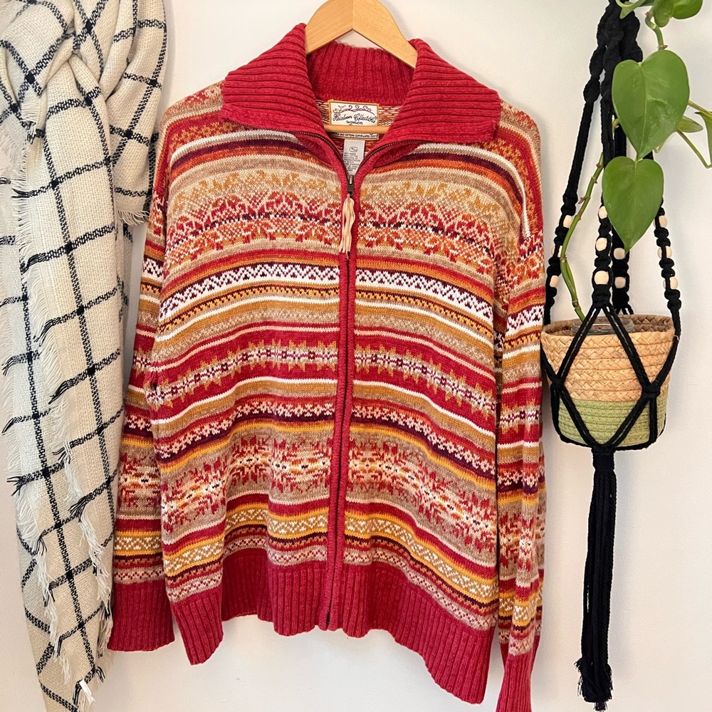 VTG Heirloom Collectibles Colorful Striped Knit Cardigan